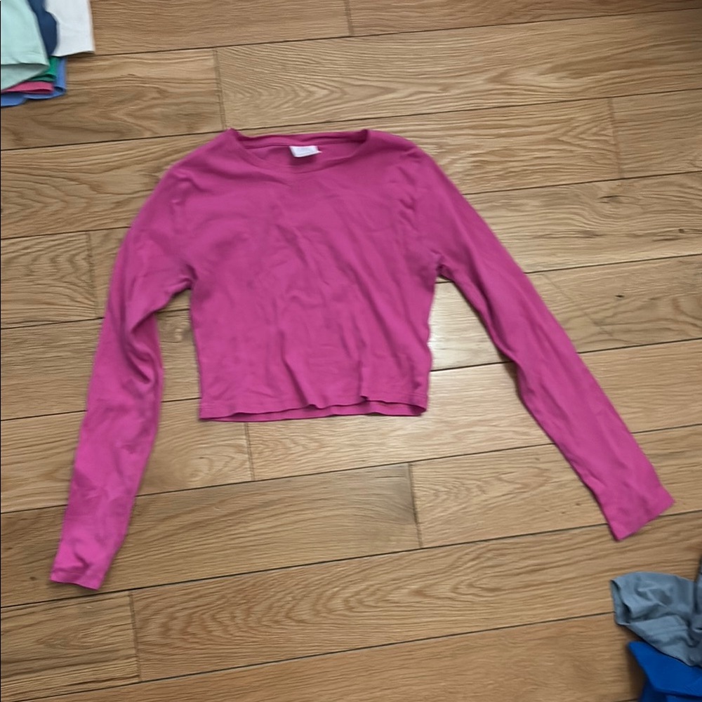 Pink Long Sleeve Crop Top